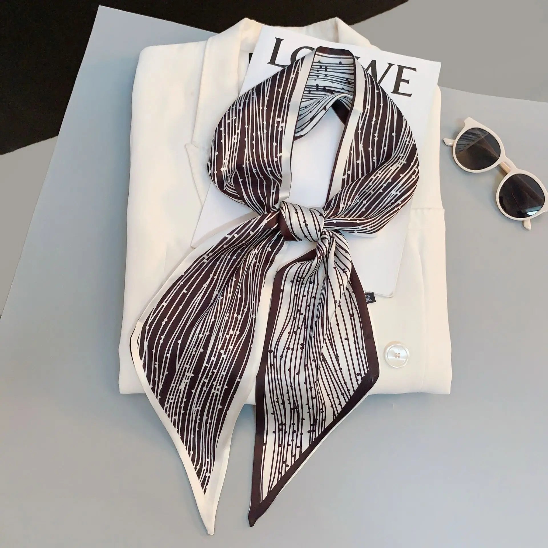 Horse Pattern Long Silk Scarf