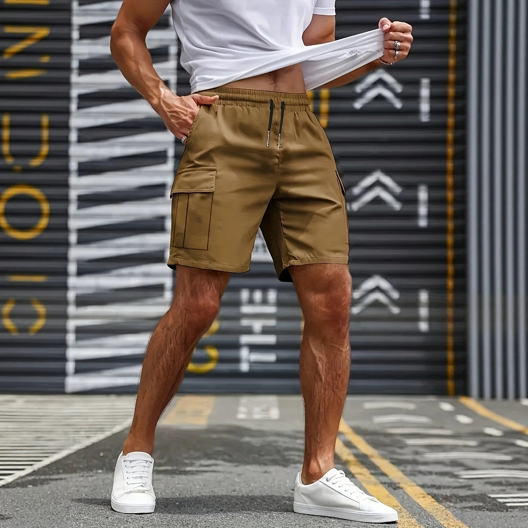 Multi-Pocket Elastic Work Shorts