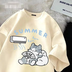 Women Summer Cartoon Print Shirt