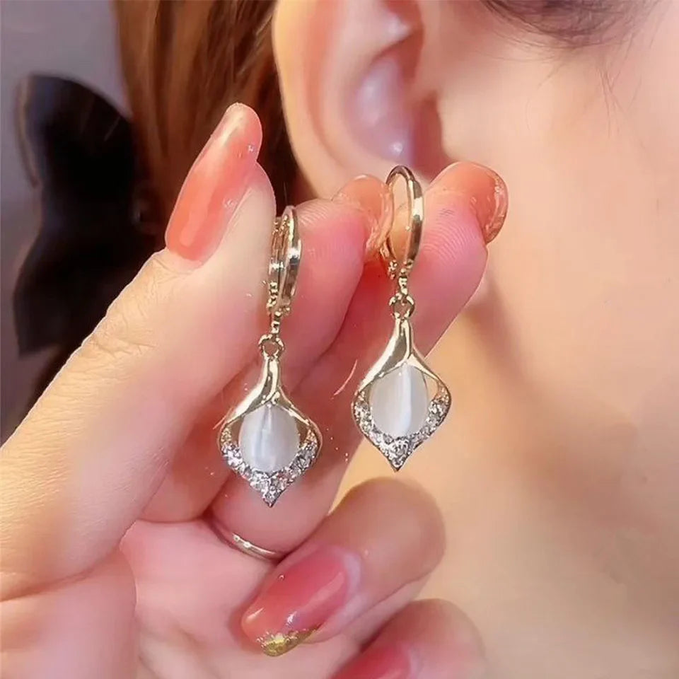 Rhinestone Tulip Hoop Earrings