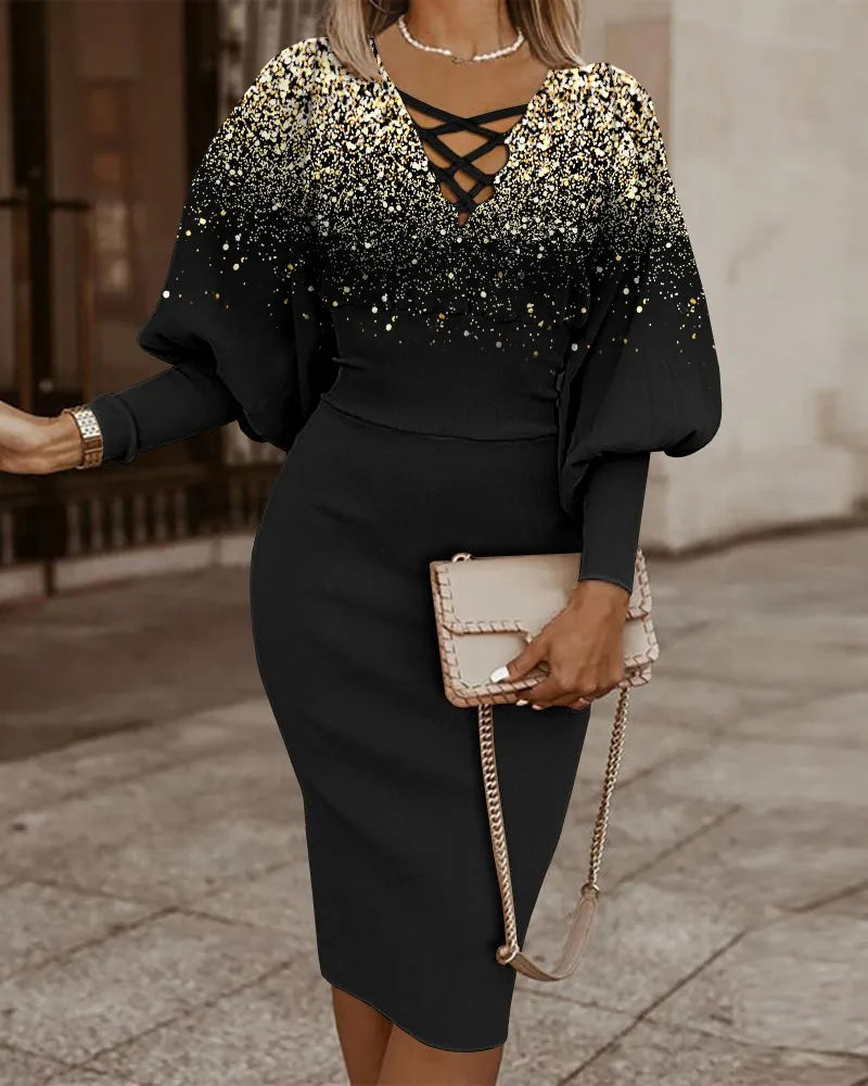 Elegant V-Neck Waist Dress