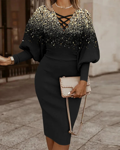 Elegant V-Neck Waist Dress