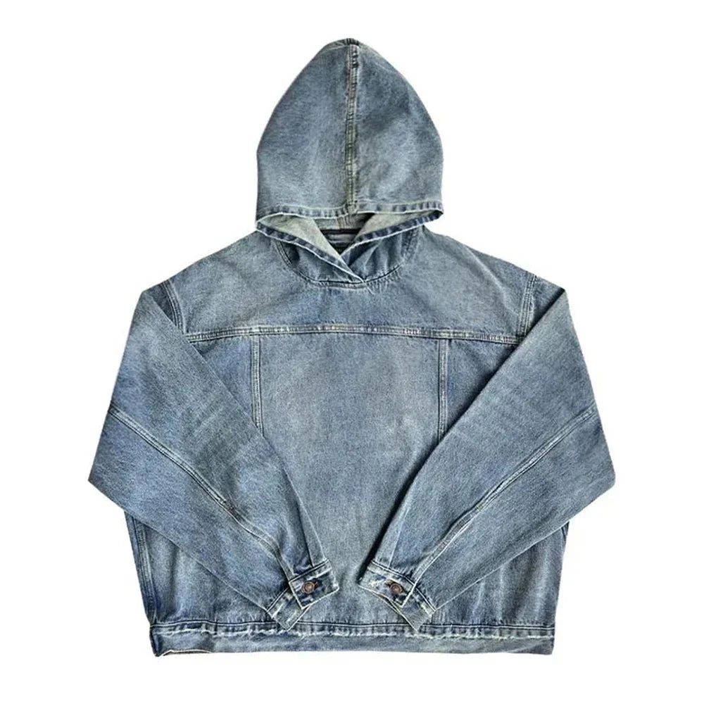 Distressed Denim Hoodie