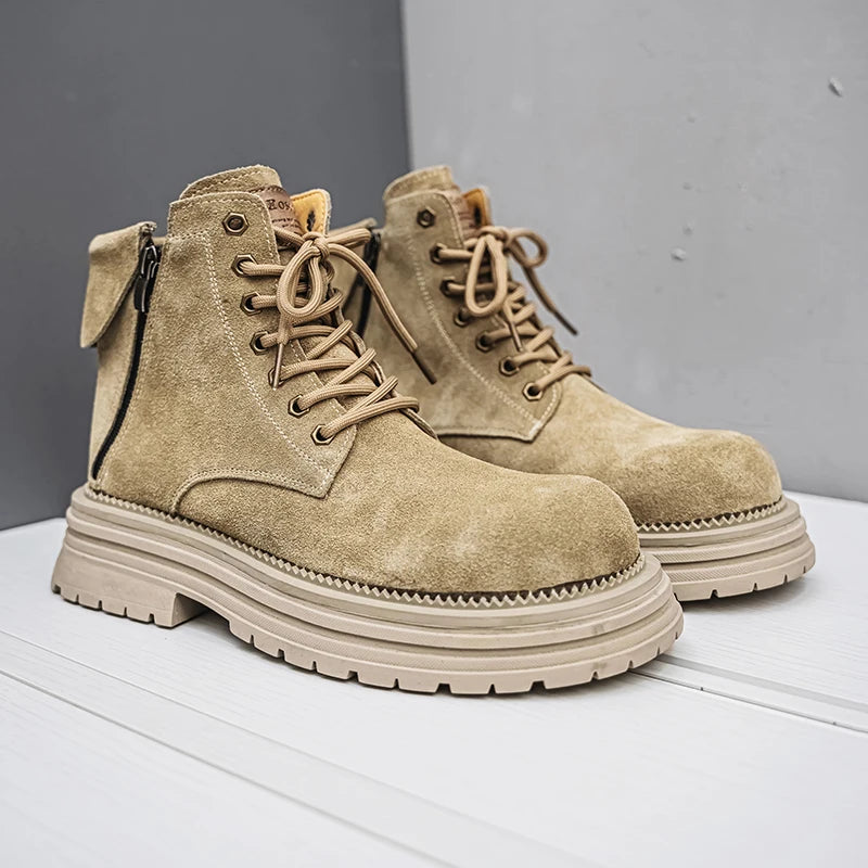 Suede English Style Short Boots