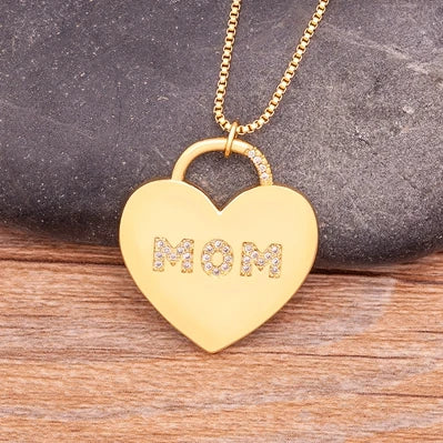 Zircon MOM Heart Necklace