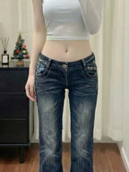 Vintage Embroidered Straight Jeans
