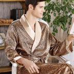 Geometric Print Men Bathrobe