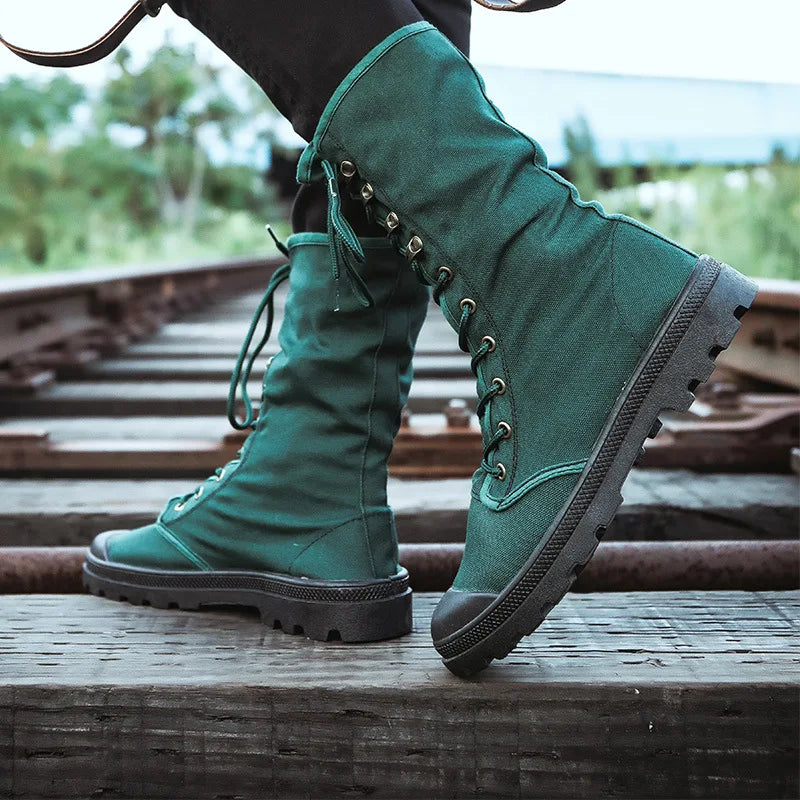 YBQJOO Canvas High-Top Ankle Boots
