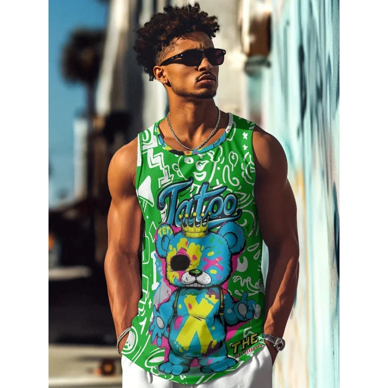 Monster Print Graphic Tank Top