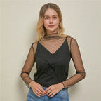 Sheer Lace Mesh Long Sleeve Top