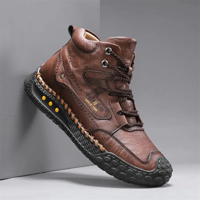 Hand-Stitched Retro Lace-Up Boots