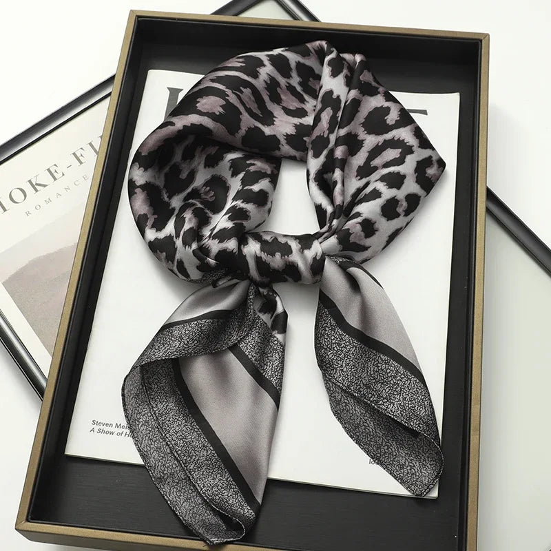 Leopard Print Square Headscarf