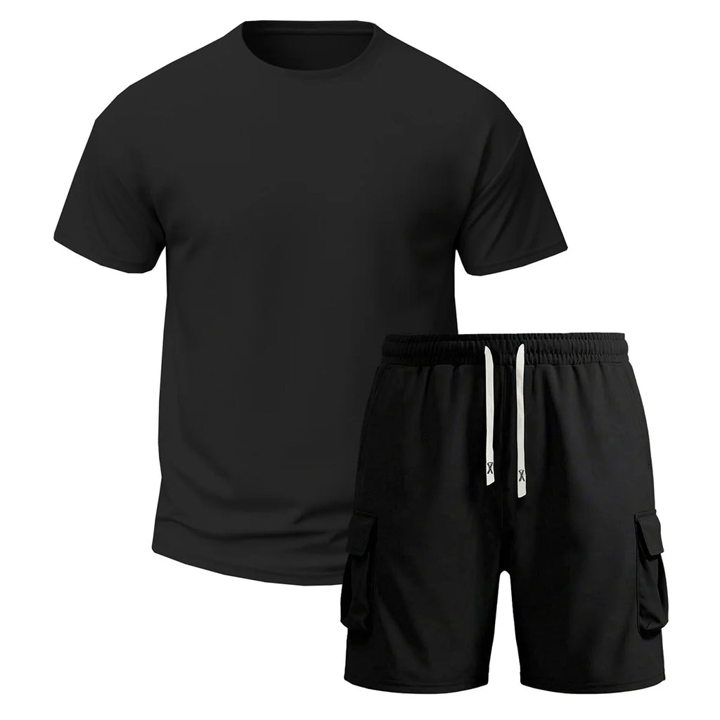 Multi-Pocket Cargo Pants T-Shirt Set