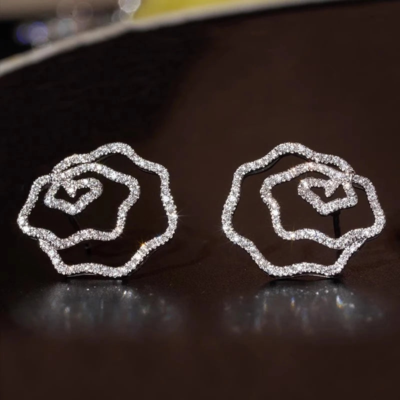 Geometric Zircon Stud Earrings