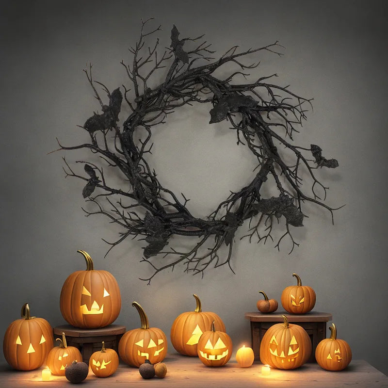 Bat Branch Halloween Wreath