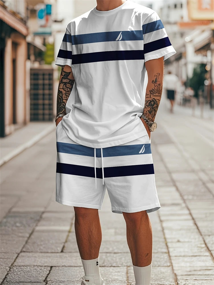 Logo Print Loose Shorts Set