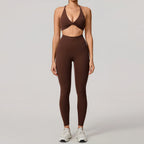 Nylon Solid Long Sleeve Two-Piece Yoga Set