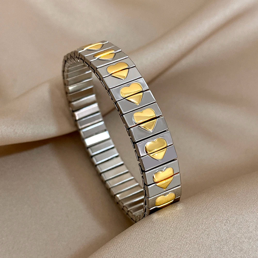 Vintage Heart Star Bangle Bracelet