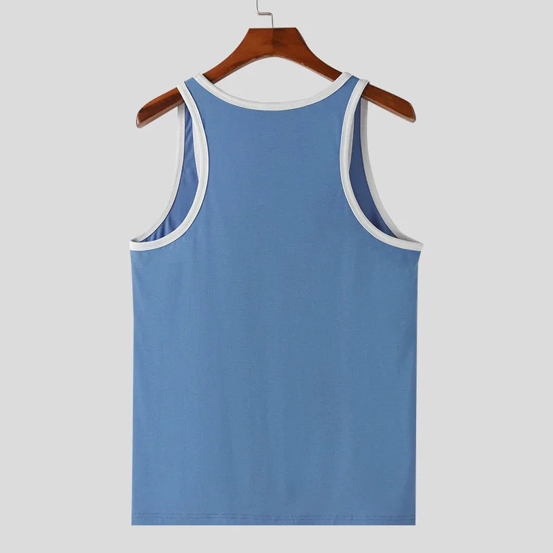 Skinny Patchwork Gym Tank Top
