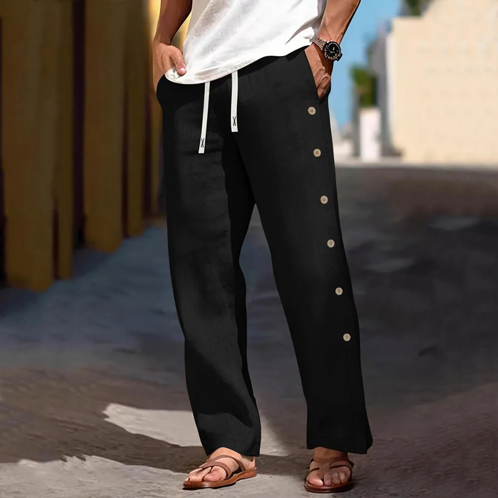 Linen Drawstring Beach Trousers