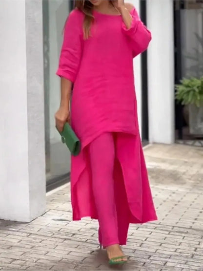 Women's Solid Casual Two Piece