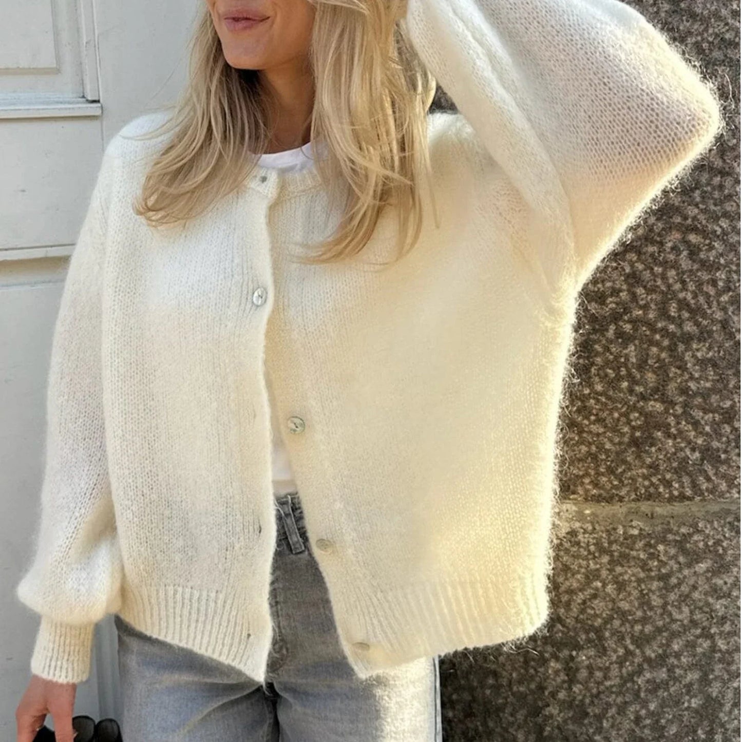 Solid Knit Button Cardigan