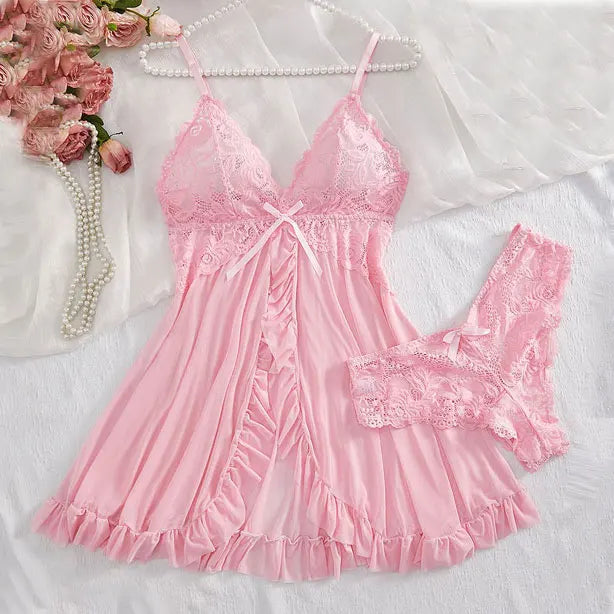 Transparent Tulle Nightgown Set