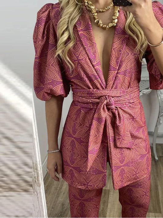 Women Fashion Printed Pant Suit