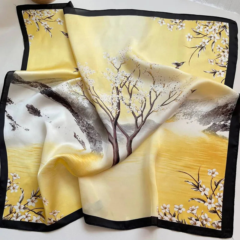 Horse Print Satin Square Scarf