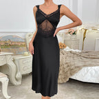 Sexy Lace-Trim Backless Nightgown