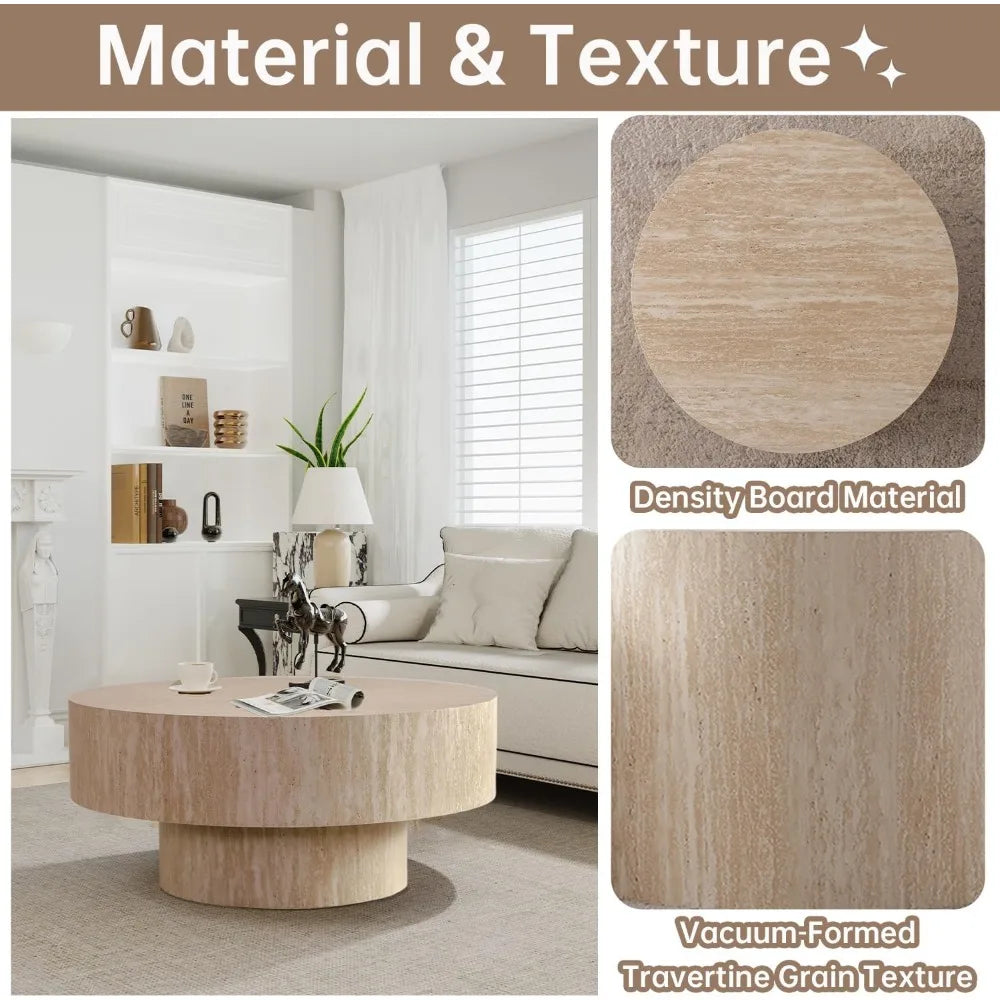 Travertine Round Coffee Table