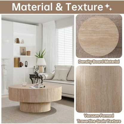 Travertine Round Coffee Table