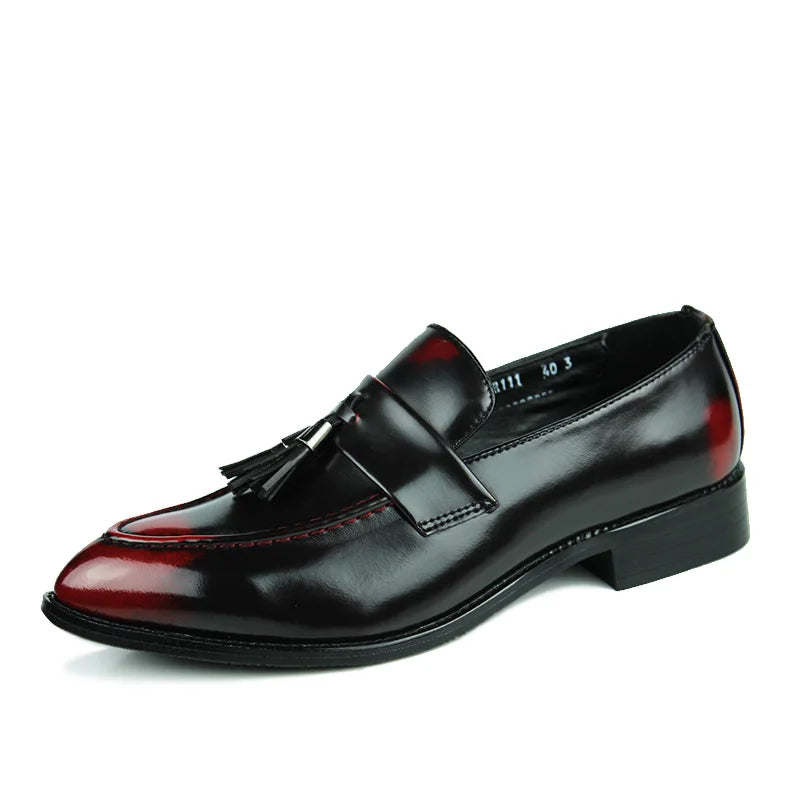 Pointed Fringe Leather Shoes