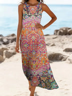 Bohemian Sunflower Print Dress