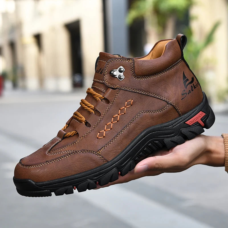 High-Top Round-Toe Lace-Up Boots