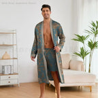 Print Flower Sleepwear Long Bathrobe