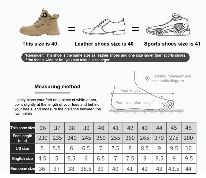 Rotating-Button Steel-Toe Work Boots