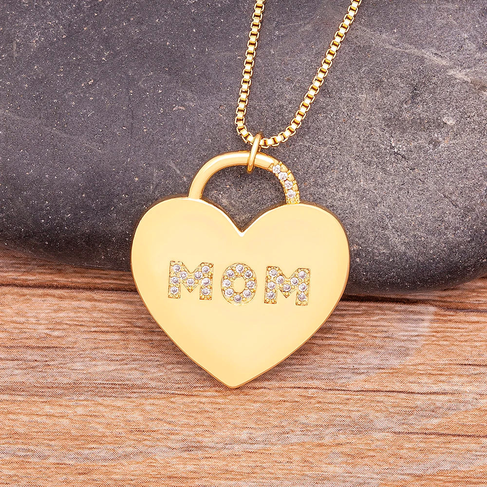 Zircon MOM Heart Necklace