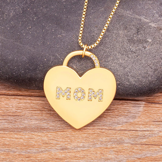 Zircon MOM Heart Necklace