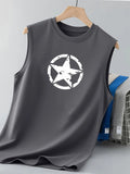 Five-Star Print Round-Neck Vest