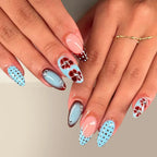 Blue Press Nails Polka Dot