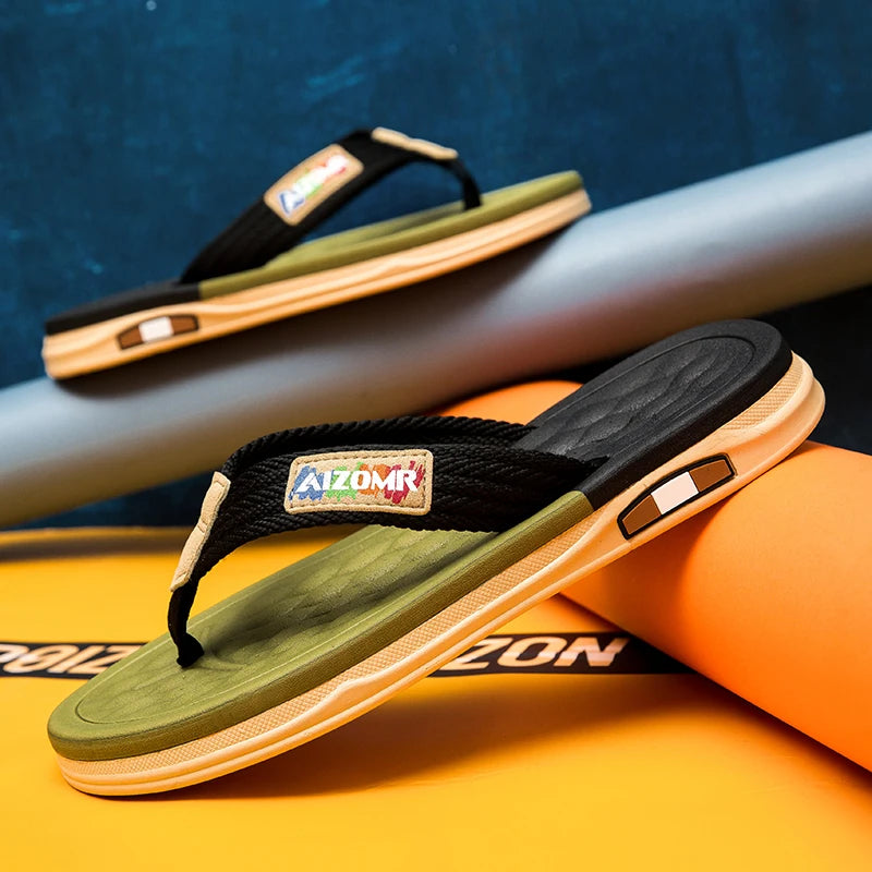 Patchwork Fabric Beach Flip-Flops