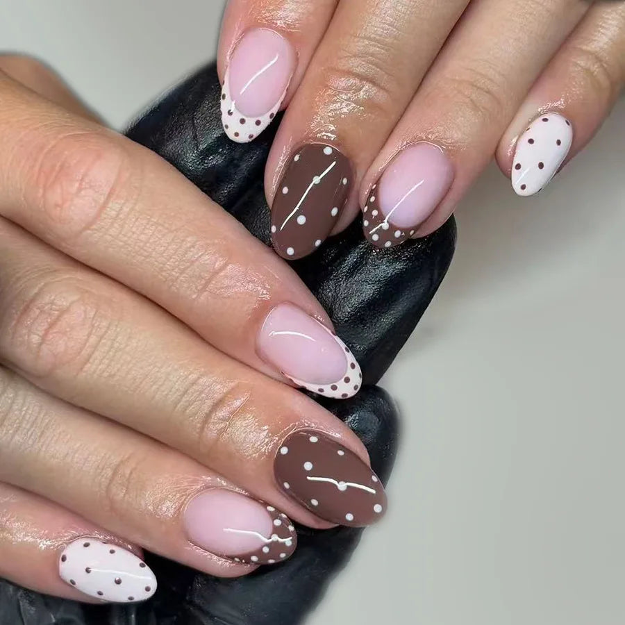 Blue Press Nails Polka Dot