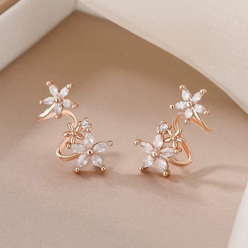 Zircon Plant Clip Earrings