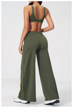 Nylon Striped Sleeveless True-To-Size Fit Two-Piece Yoga Set