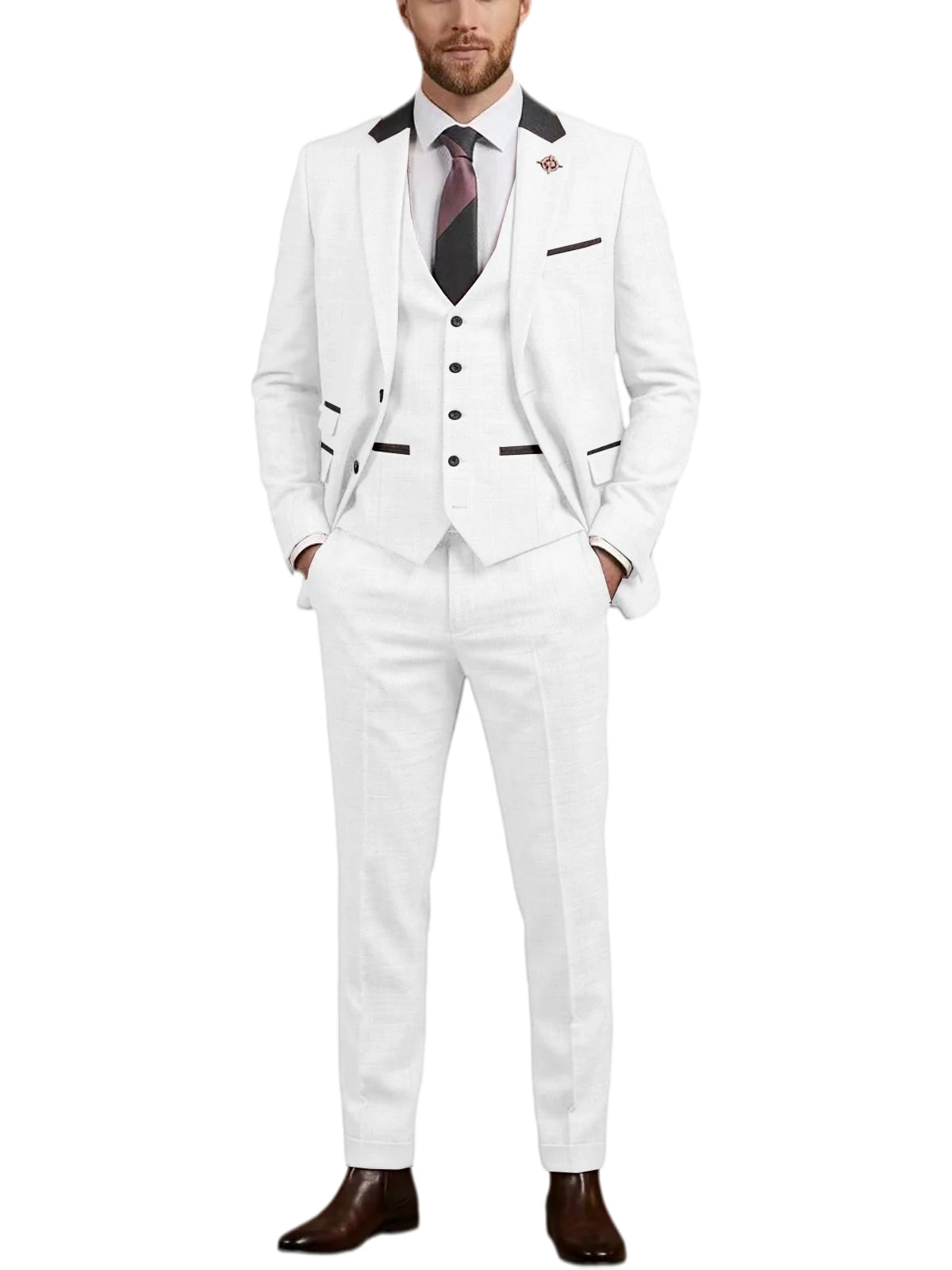 Linen Three-Piece Notch-Lapel Suit