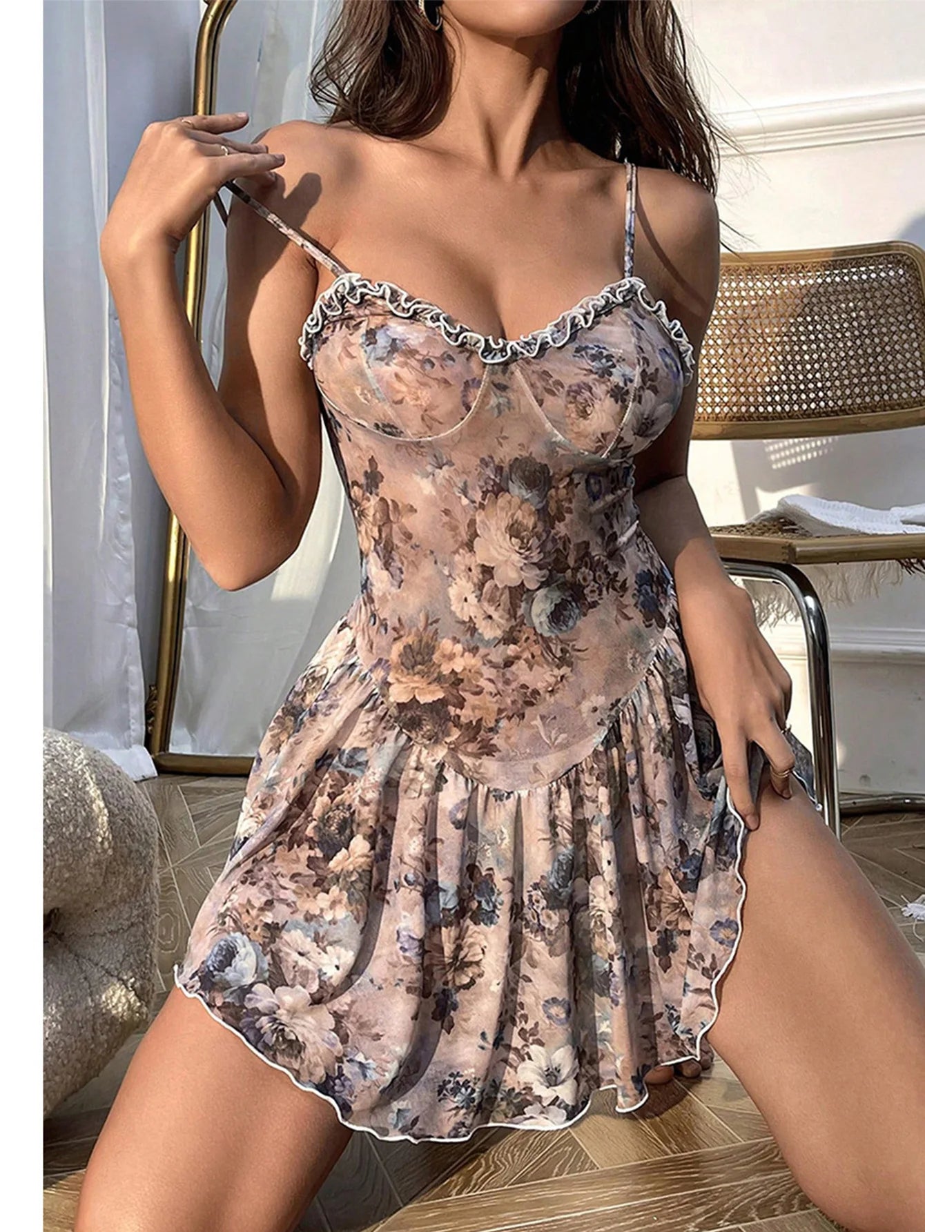 Floral Pleated Babydoll