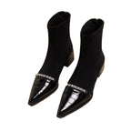 Rhinestone Pointed Toe Ankle Boots