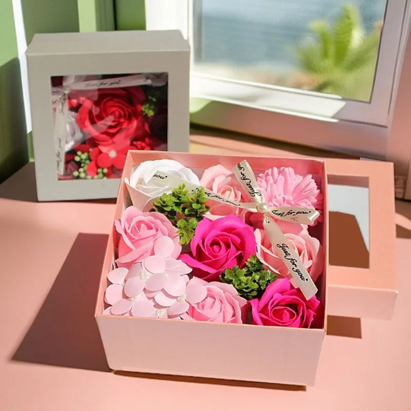 Square Soap Rose Flower Gift Box
