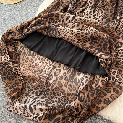 Leopard Print Backless Slip Dress